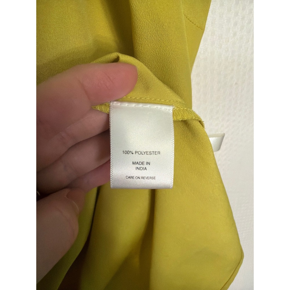 New York & Company Chartreuse Yellow Ruffle Petal Neck Sleeveless Blouse Small - Picture 6 of 10